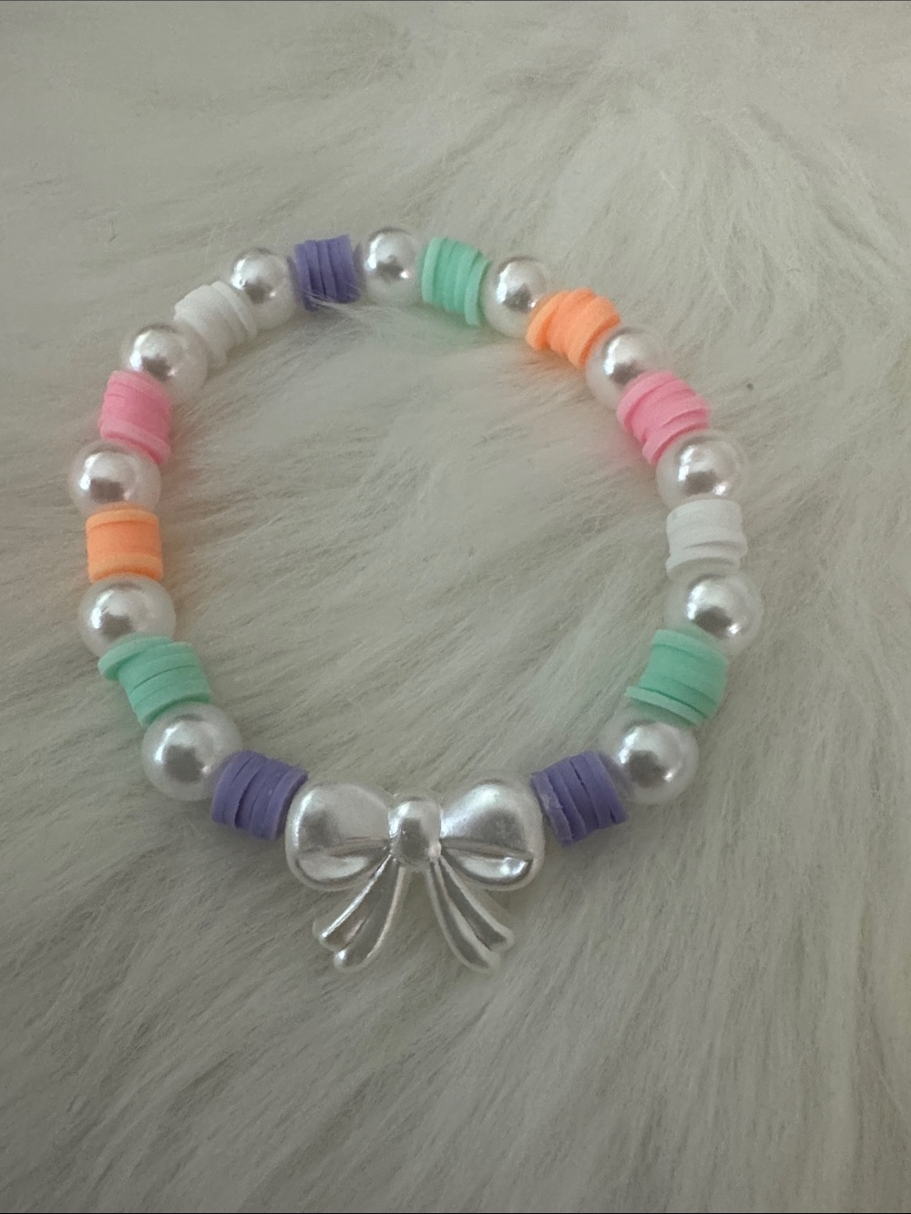 Pastel Bead Bow Bracelet - Multi Color